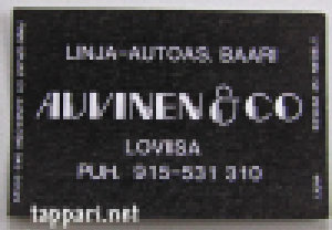 Linja-autoas. baari Auvinen &camp; Co. Loviisa. Puh. 095-531 310.